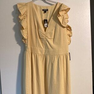 Express Women's Yellow Ruffle Dress